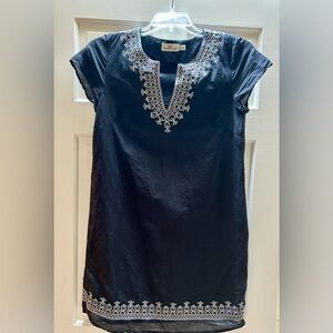 Vineyard Vines Blue Embellished Tunic with Mandarin Collar